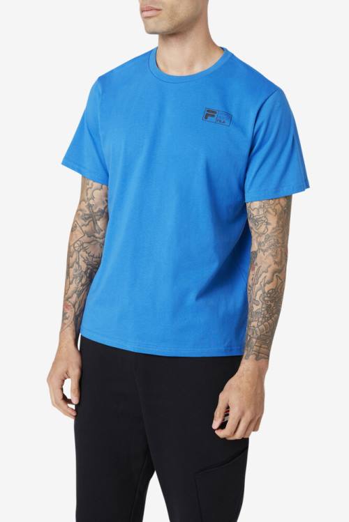 Camiseta Fila Pista Tee Hombre Azules Blancas | Fila235VP