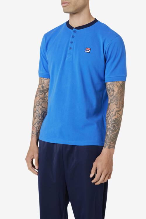 Camiseta Fila Ralph Henley Hombre Azules Azul Marino | Fila735RT