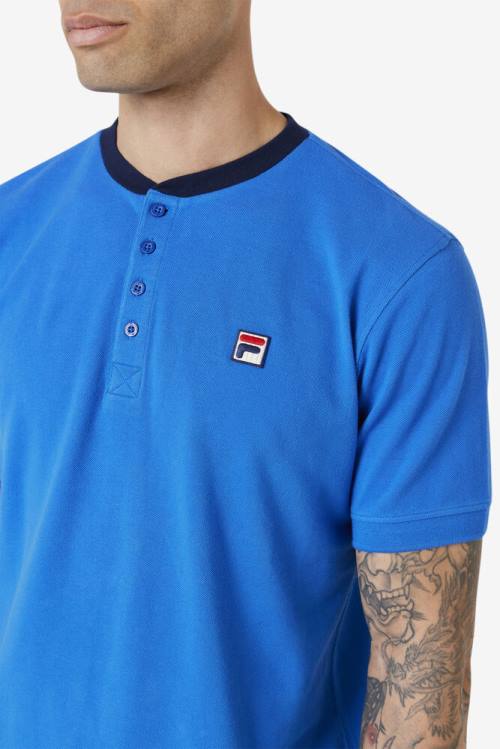 Camiseta Fila Ralph Henley Hombre Azules Azul Marino | Fila735RT