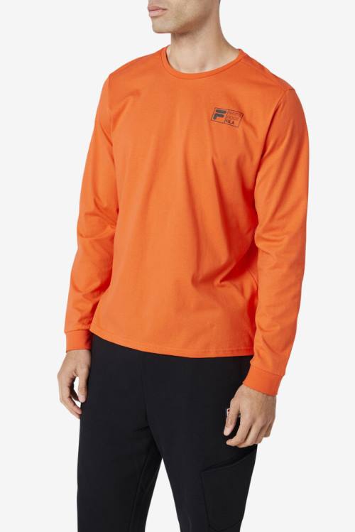 Camiseta Fila Rappel Long Sleeve Tee Hombre Naranjas | Fila907EV