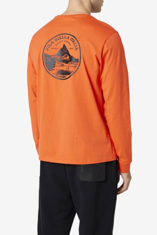 Camiseta Fila Rappel Long Sleeve Tee Hombre Naranjas | Fila907EV