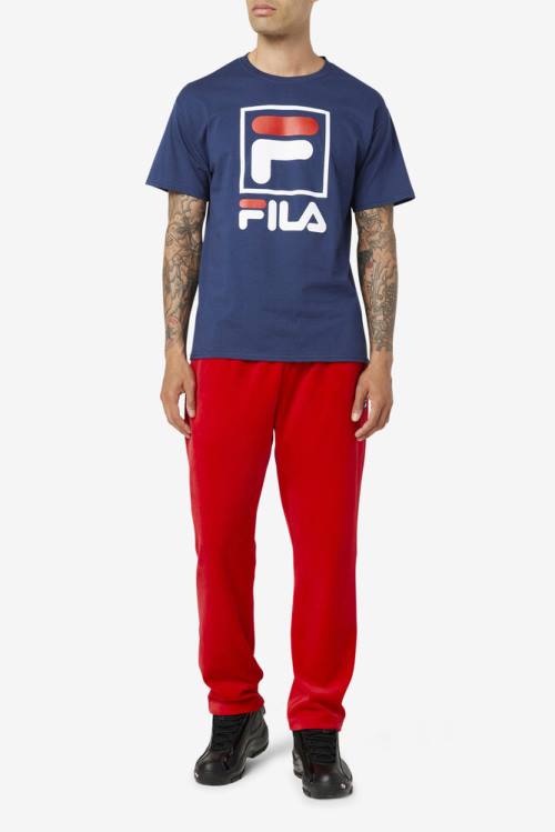 Camiseta Fila Stacked Tee Hombre Azul Marino Blancas Rojas | Fila783DC