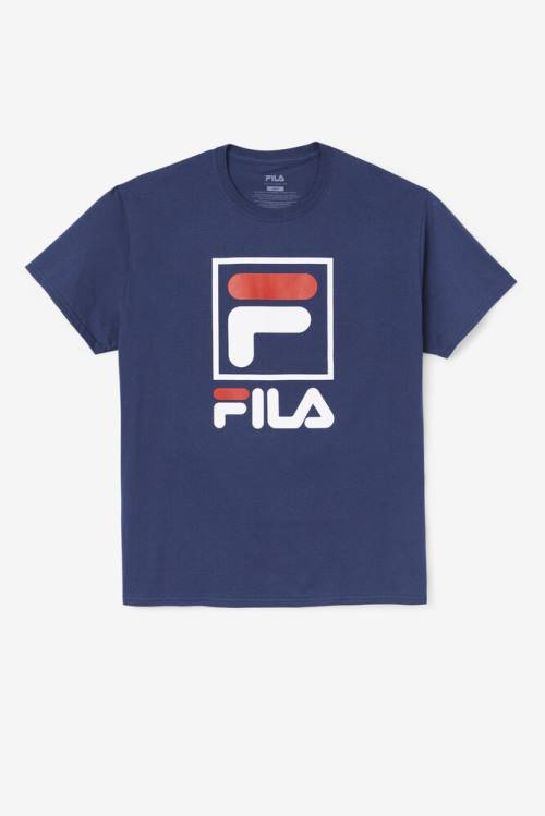 Camiseta Fila Stacked Tee Hombre Azul Marino Blancas Rojas | Fila783DC