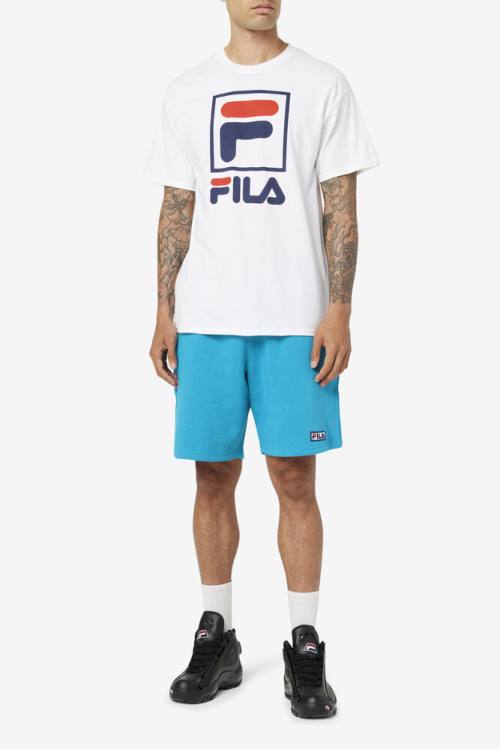 Camiseta Fila Stacked Tee Hombre Blancas Azul Marino Rojas | Fila890EQ