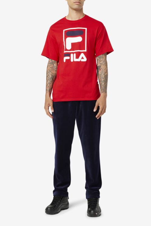 Camiseta Fila Stacked Tee Hombre Rojas Blancas Azul Marino | Fila801QA