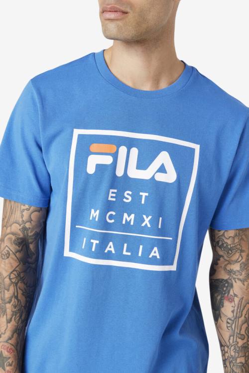 Camiseta Fila Tenez Tee Hombre Azules | Fila493MI