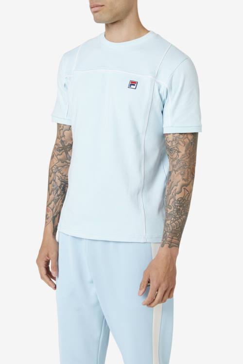 Camiseta Fila Terrinda Crew Hombre Azules Blancas | Fila280MU