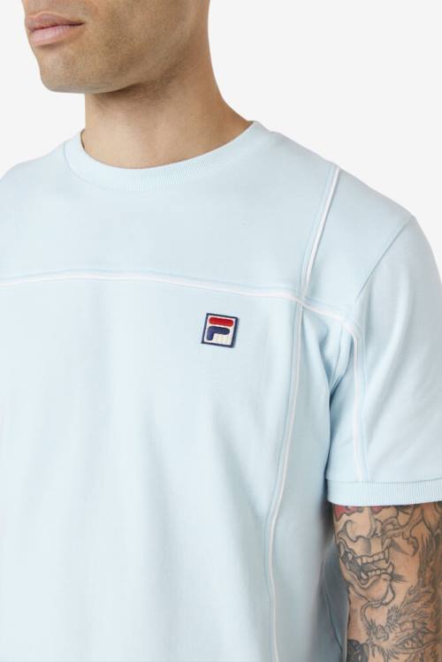 Camiseta Fila Terrinda Crew Hombre Azules Blancas | Fila280MU