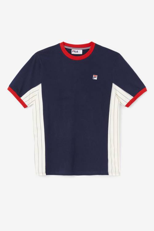 Camiseta Fila Warner Tee Hombre Azul Marino Blancas Rojas | Fila391BH