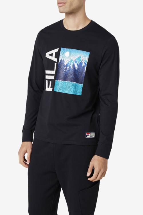 Camiseta Fila Yenisei Long Sleeve Tee Hombre Negras | Fila917QI