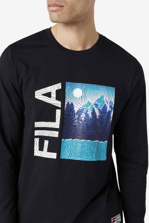 Camiseta Fila Yenisei Long Sleeve Tee Hombre Negras | Fila917QI