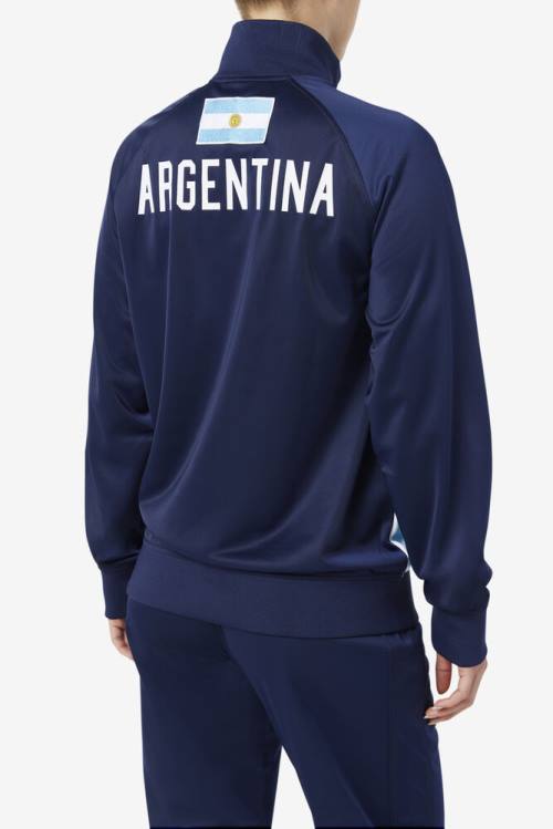 Chaquetas Fila Argentina Pista Hombre Azul Marino Blancas | Fila561QC