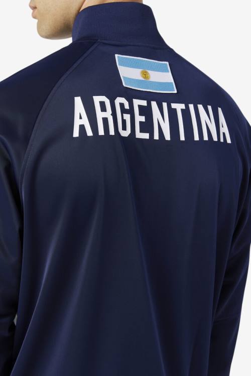 Chaquetas Fila Argentina Pista Mujer Azul Marino Blancas | Fila049CA