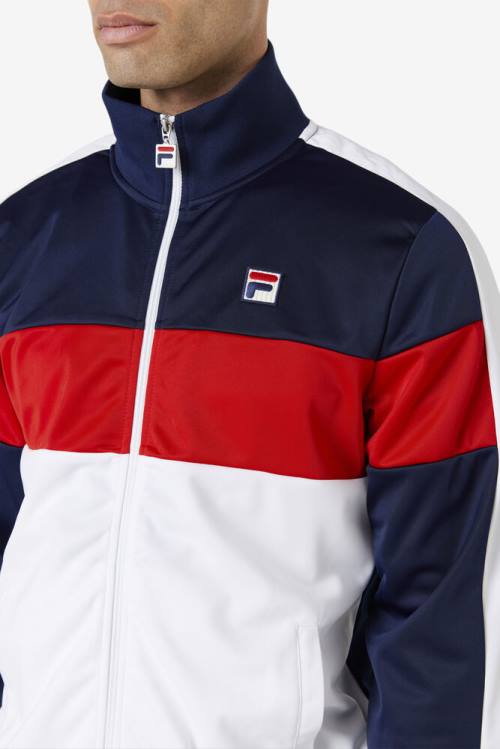 Chaquetas Fila Assembly Pista Hombre Azul Marino Blancas Rojas | Fila103BW