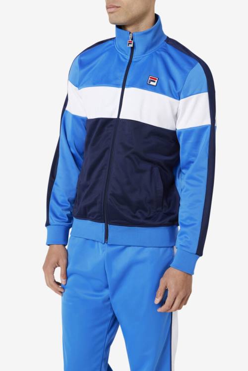 Chaquetas Fila Assembly Pista Hombre Azules Azul Marino Blancas | Fila718JV