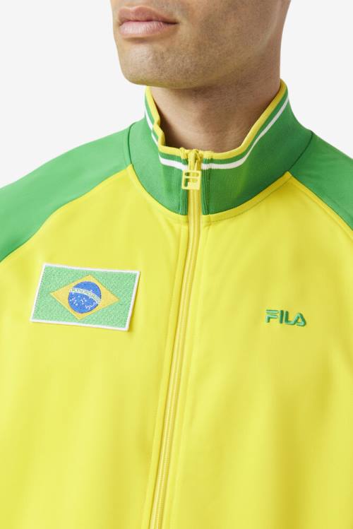 Chaquetas Fila Brazil Pista Hombre Amarillo Verde Blancas | Fila126GJ