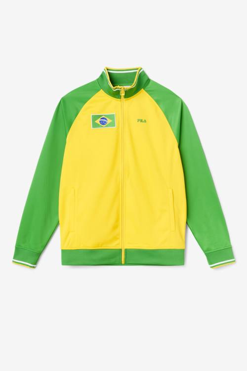 Chaquetas Fila Brazil Pista Hombre Amarillo Verde Blancas | Fila126GJ