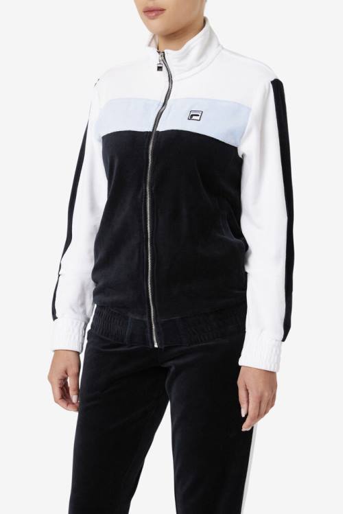 Chaquetas Fila Brice Velour Hombre Negras Blancas | Fila987YM