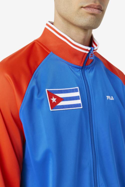 Chaquetas Fila Cuba Pista Hombre Rojas Blancas Azules | Fila079SJ