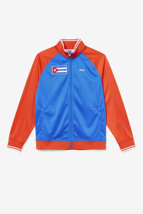 Chaquetas Fila Cuba Pista Mujer Rojas Blancas Azules | Fila413DC