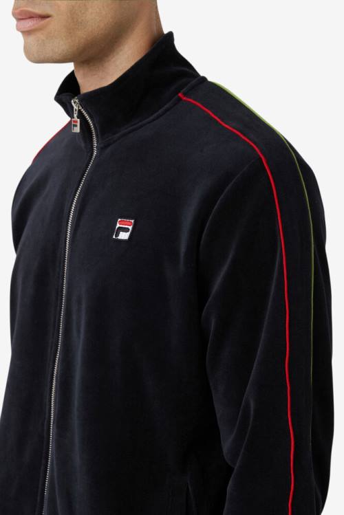 Chaquetas Fila Deverall Velour Hombre Negras Rojas Verde | Fila493MF