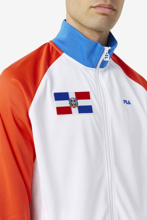 Chaquetas Fila Dominican Republic Pista Mujer Rojas Blancas Azules | Fila432SO