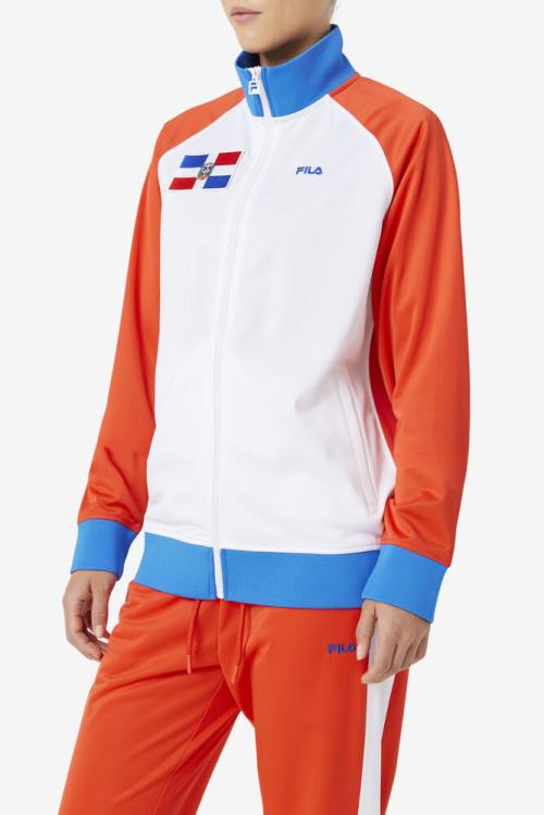 Chaquetas Fila Dominican Republic Pista Mujer Rojas Blancas Azules | Fila432SO