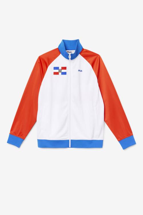 Chaquetas Fila Dominican Republic Pista Mujer Rojas Blancas Azules | Fila432SO