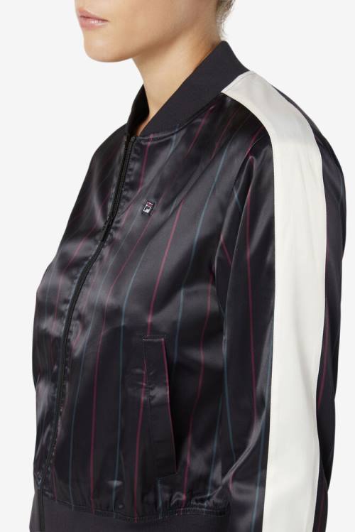 Chaquetas Fila Farah Satin Pista Mujer Negras | Fila847PE