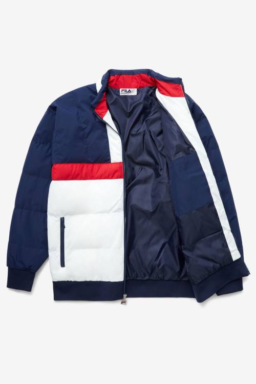 Chaquetas Fila Fausto Ski Hombre Azul Marino Rojas Blancas | Fila603DV