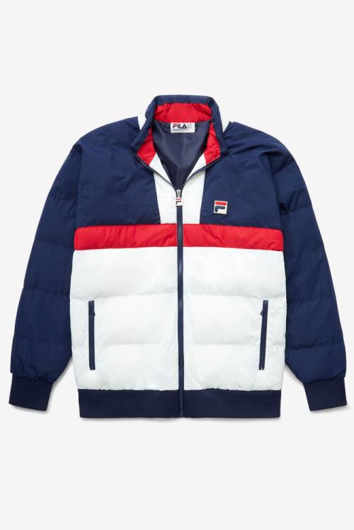 Chaquetas Fila Fausto Ski Hombre Azul Marino Rojas Blancas | Fila603DV