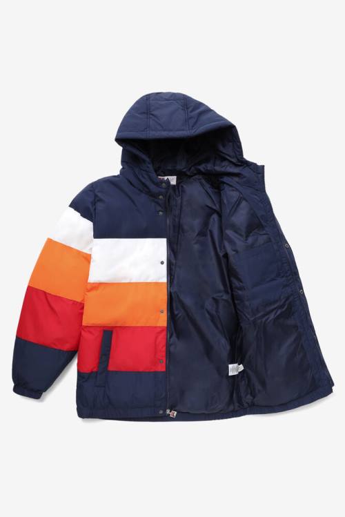 Chaquetas Fila Giovanni Puffa Hombre Azul Marino Blancas Naranjas Rojas | Fila950QL