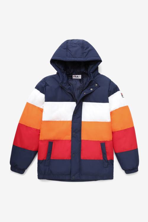 Chaquetas Fila Giovanni Puffa Hombre Azul Marino Blancas Naranjas Rojas | Fila950QL