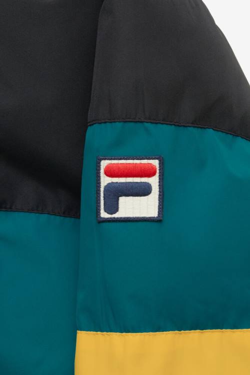 Chaquetas Fila Giovanni Puffa Hombre Negras Azules Doradas | Fila365CQ