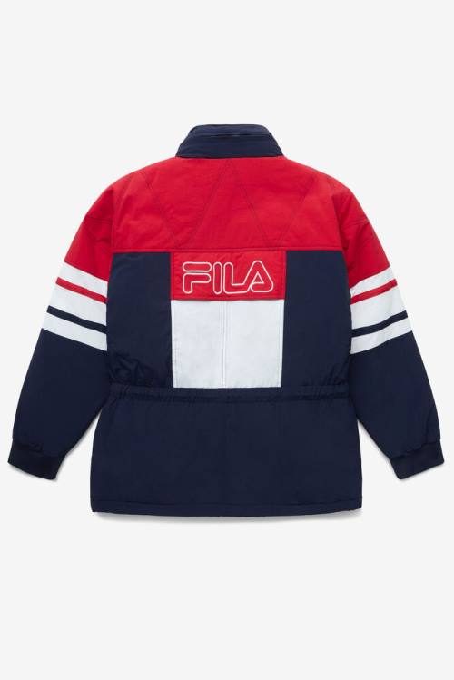 Chaquetas Fila Golia Parka Hombre Azul Marino Rojas Blancas | Fila401TL