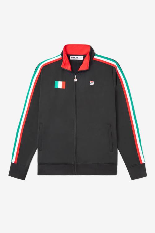 Chaquetas Fila Italy Pista Mujer Negras Rojas | Fila756LH