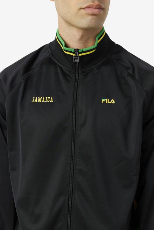 Chaquetas Fila Jamaica Pista Hombre Negras Amarillo Verde | Fila436MT