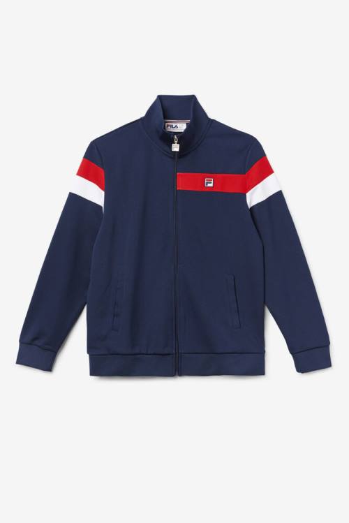 Chaquetas Fila Malcolm Pista Hombre Azul Marino Rojas Blancas | Fila945QC