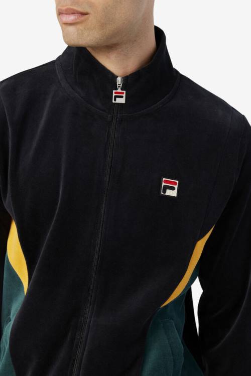 Chaquetas Fila Marten Velour Hombre Negras | Fila564TL