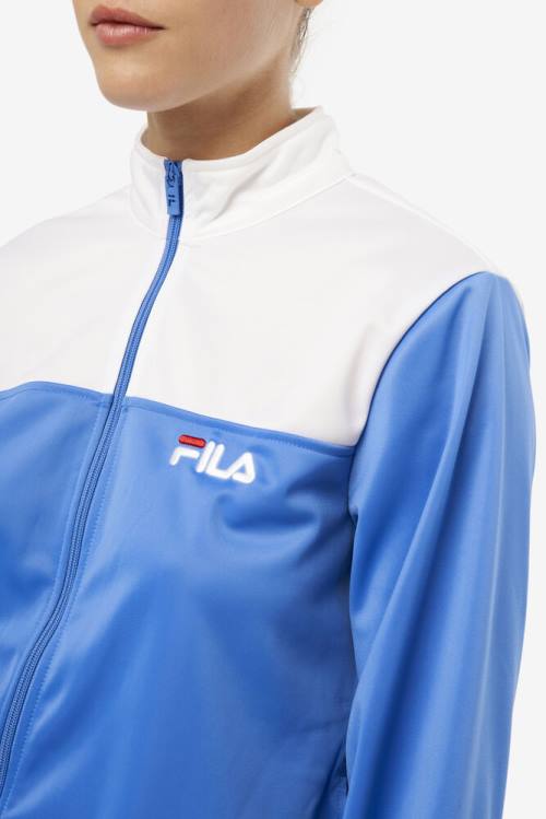 Chaquetas Fila Mckenna Pista Mujer Blancas Azules Claro | Fila421MJ