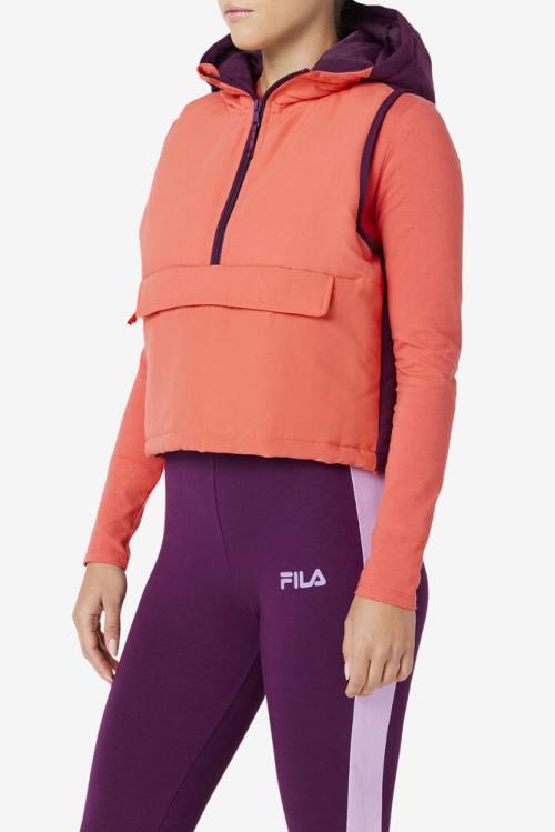 Chaquetas Fila Nevaeh Half Zip Vest Mujer Rojas | Fila841QL