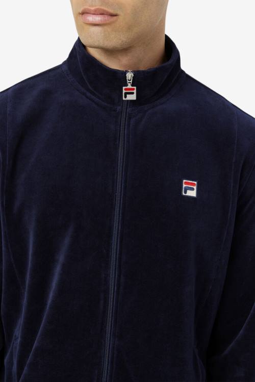 Chaquetas Fila O-fit Velour Hombre Azul Marino | Fila573WF