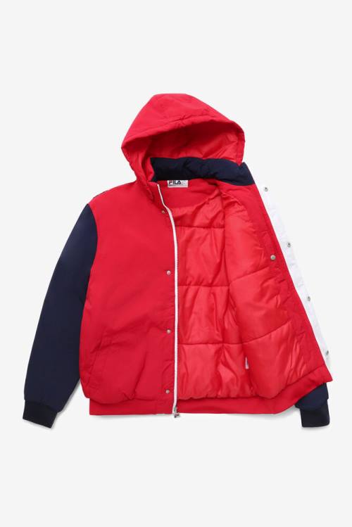 Chaquetas Fila P1 Tech Hombre Rojas Azul Marino Blancas | Fila719JY