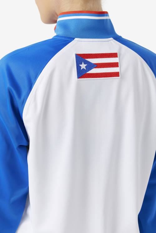 Chaquetas Fila Puerto Rico Pista Hombre Blancas Azules Rojas | Fila083AE