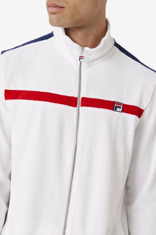 Chaquetas Fila Ravid Velour Hombre Blancas Rojas Azul Marino | Fila862CX