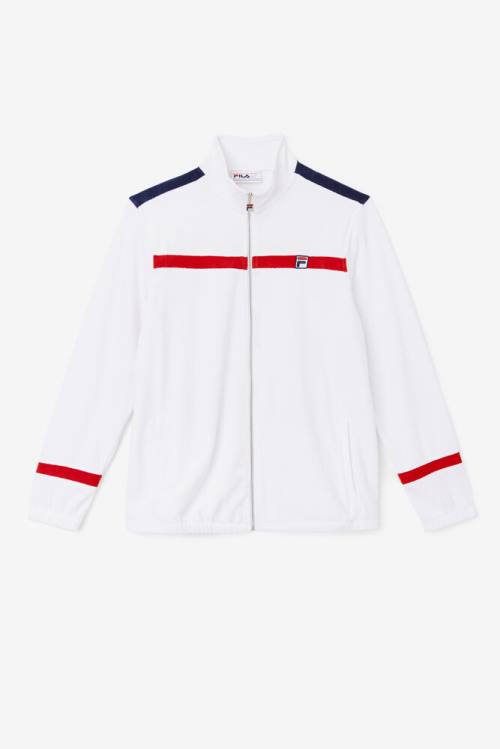 Chaquetas Fila Ravid Velour Hombre Blancas Rojas Azul Marino | Fila862CX