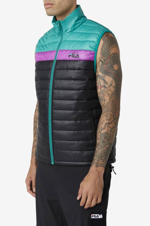 Chaquetas Fila Tri Vest Hombre Negras Verde Moradas | Fila945FS