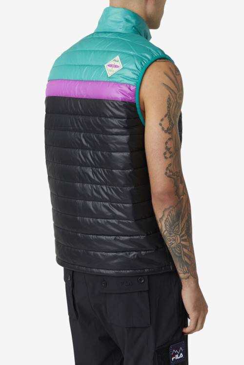 Chaquetas Fila Tri Vest Hombre Negras Verde Moradas | Fila945FS