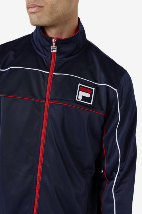 Chaquetas Fila Wayan Pista Hombre Azul Marino Rojas Blancas | Fila687GK