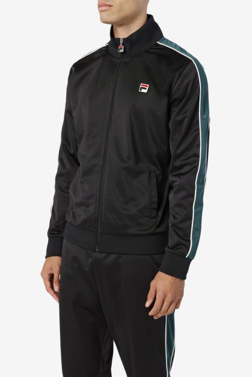 Chaquetas Fila Wicks Pista Hombre Negras Blancas | Fila259DJ